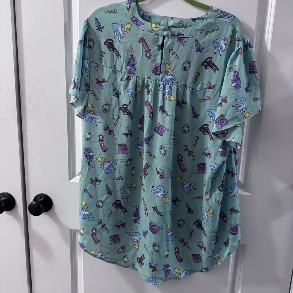 Torrid Disney, Alice in Wonderland icons flutter blouse